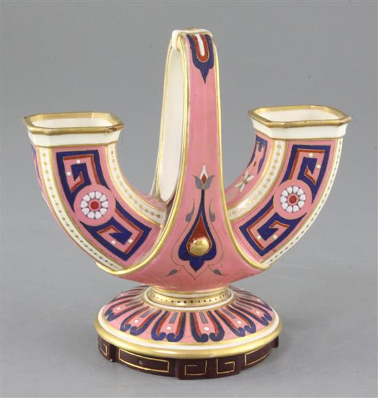 Christopher Dresser (1834-1904) for Mintons. A cloisonne style double ended vase, height 16cm